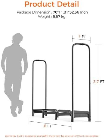 6ft firewood log rack with cover outdoor, heavy, front angle view