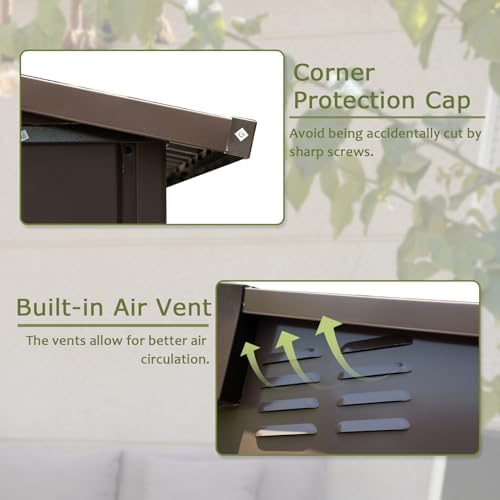 domi outdoor storage shed 6x4 ft, metal tool showing dimensions