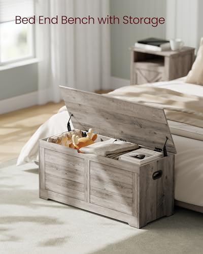 vasagle storage chest, 39.4 inches width bench with, side view