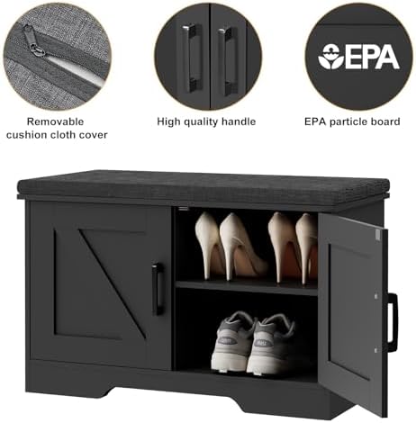homsho farmhouse shoe storage bench with 2 barn on a desk or shelf
