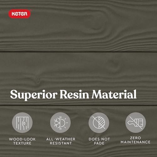 keter westwood 150 gallon resin large outdoor storage showing dimensions