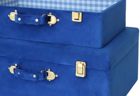 hofferruffer velvet storage trunks with wood frame, set on a desk or shelf