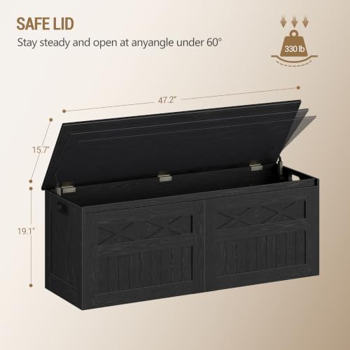 hzuaneri 47 inches rustic storage chest and bench, close-up detail