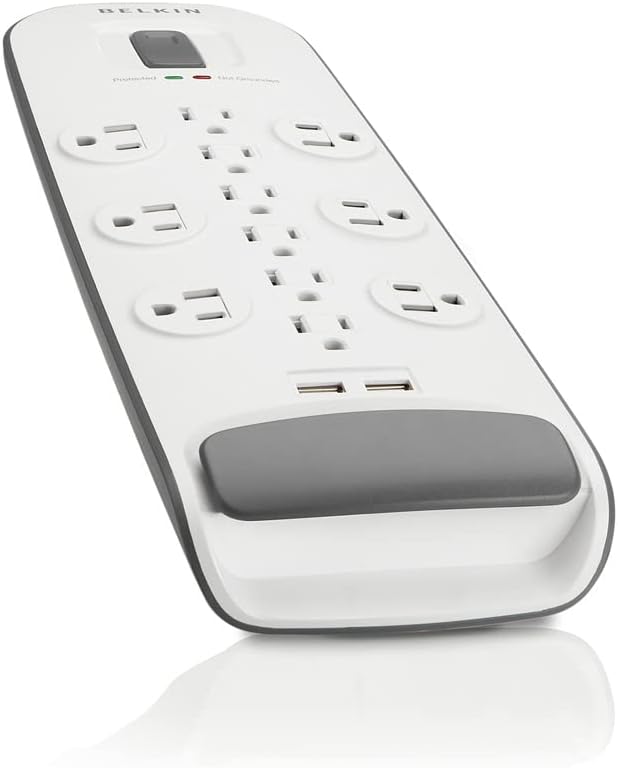 Belkin 12-Outlet USB Power Strip Surge Protector, Flat Plug, 6ft Cord - Image 3
