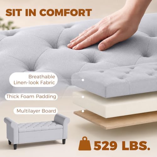 homcom 47" storage ottoman end of bed bench on a desk or shelf