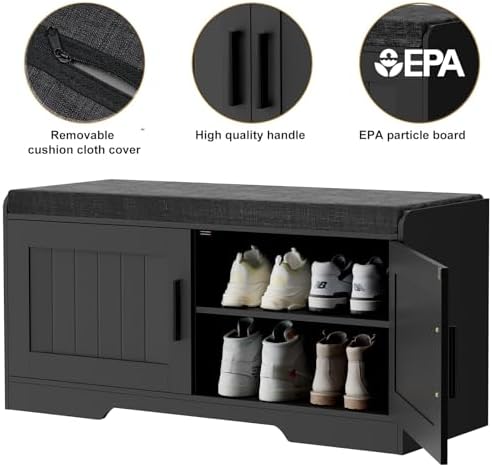 homleke shoe storage bench, 2 doors & thickened on a desk or shelf