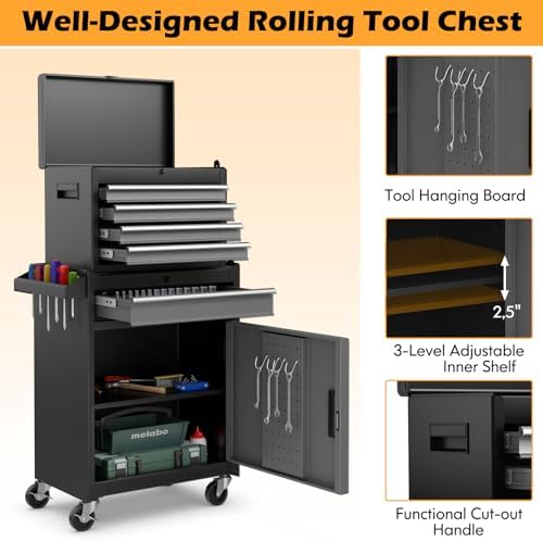 ironmax 2-in-1 detachable rolling metal tool chest, 5 on a desk or shelf