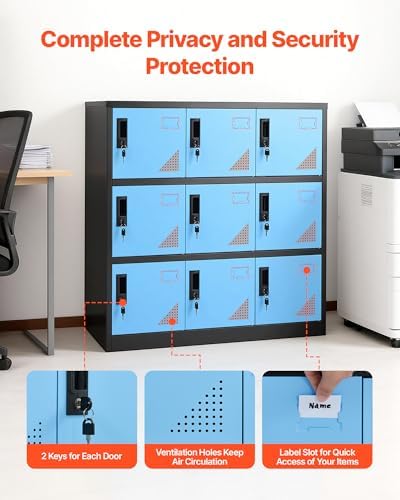 vevor 9 doors metal locker for employees, steel, package contents