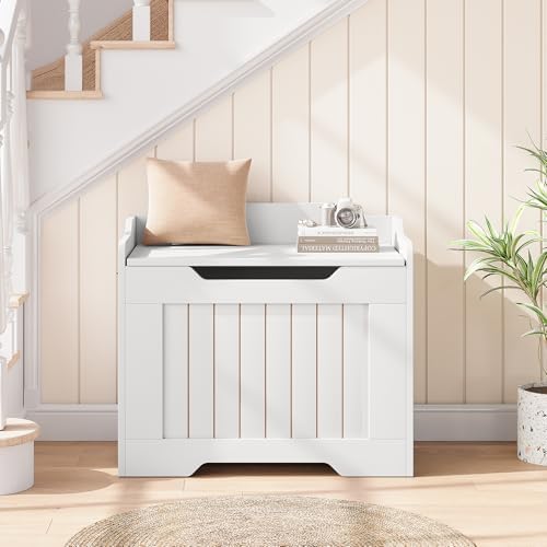 idealhouse storage bench, 24.8" storage chest with lid on a desk or shelf
