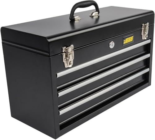 portable 3 drawer tool box shown in use