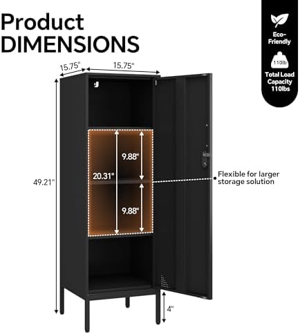 steehoom metal storage cabinet with lock, 4 tier, close-up detail