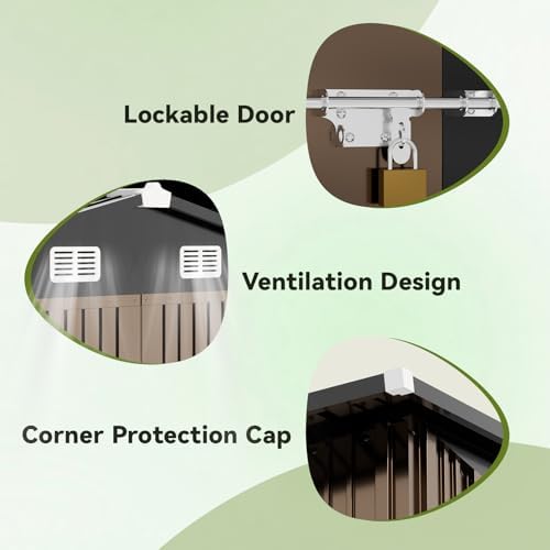 comhoma shed outdoor storage shed metal,lockable doors tool, package contents