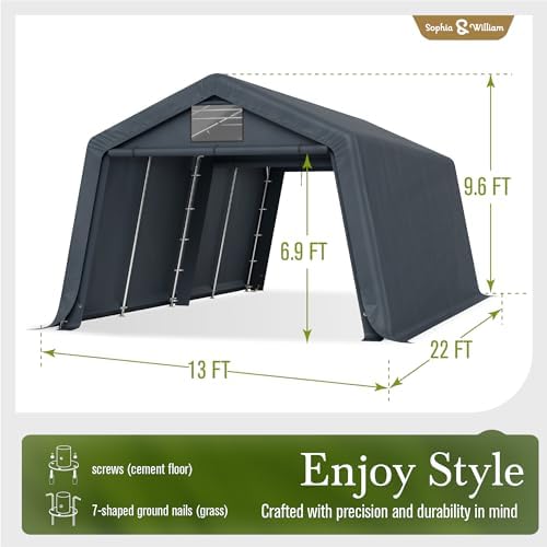 sophia & william storage shed, 13x22 ft portable, close-up detail