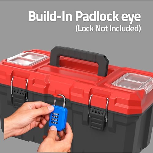 tools box, deep lockable toolbox, 21.73 * 10.87 showing dimensions