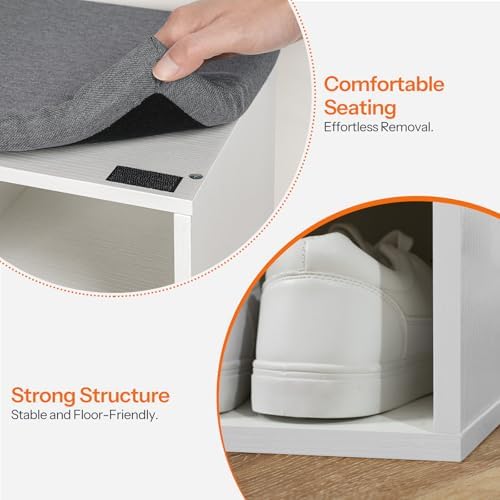 hoobro shoe storage bench with cushion, 39.4" l on a desk or shelf