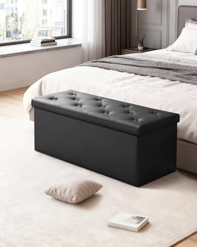 glaxyfur 43" storage ottoman bench, folding ottoman with shown in use