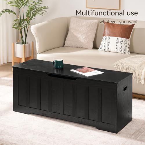 vankiley 47.2" storage chest extra large, storage bench(black), close-up detail
