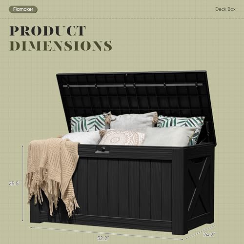 flamaker internal 120 gallon deck box waterproof, large, side view