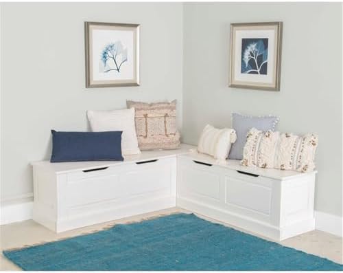 riverbay furniture backless wood corner kitchen breakfast nook showing dimensions