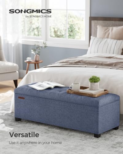 songmics storage ottoman bench, foot rest with legs, close-up detail