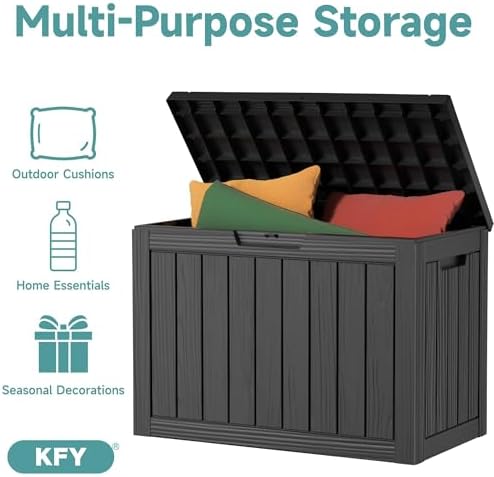 60 gallon outdoor waterproof storage box, uv resistant showing dimensions