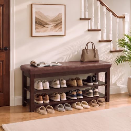 40" wooden shoe rack with seating, entryway bench, package contents