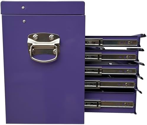 workington portable metal tool chest with 9 drawers, front angle view