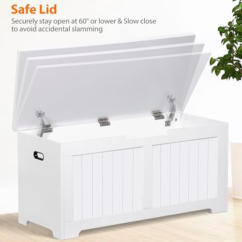 wooden storage chest,30/40 inch storage trunk w/2 safety, side view