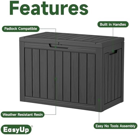 easyup 45 gal waterproof outdoor storage box uv, side view