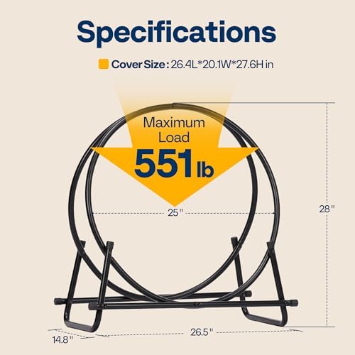 vivohome 28 inches firewood log rack hoop with on a desk or shelf