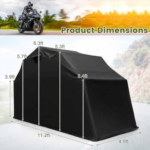 goplus motorcycle storage shed, 136 x 54 x showing dimensions
