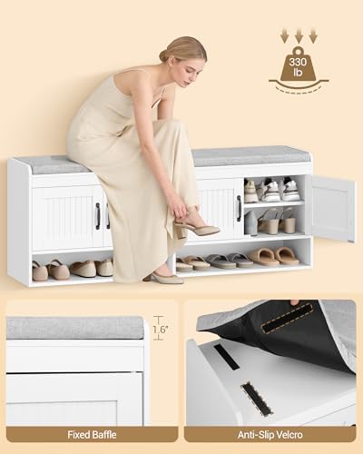 hzuaneri 55.1" shoe storage bench, shoe bench with, side view