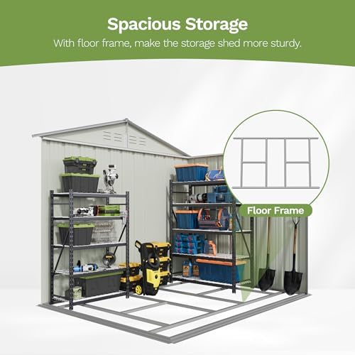 patiowell 8x6 ft outdoor storage shed with floor, side view