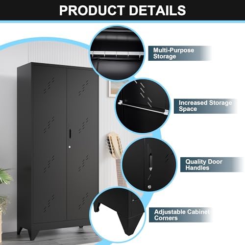 metal storage cabinet, 75" cleaning tool cabinet with, package contents