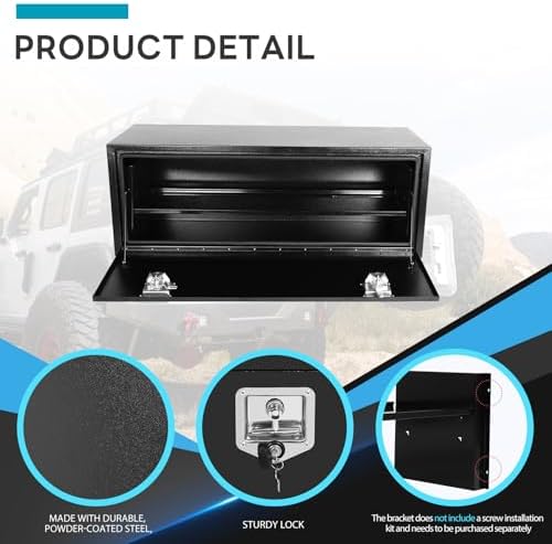 48 inch steel black underbody truck tool box, close-up detail