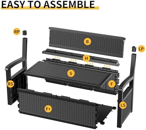 easyup 80 gallon outdoor storage bench lockable deck shown in use