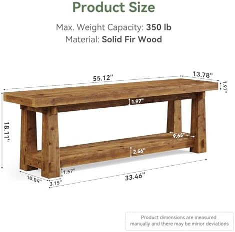 solid wood entryway bench, 55" rustic bench seat shown in use