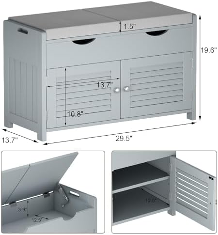 choochoo shoe storage bench with lift top storage shown in use