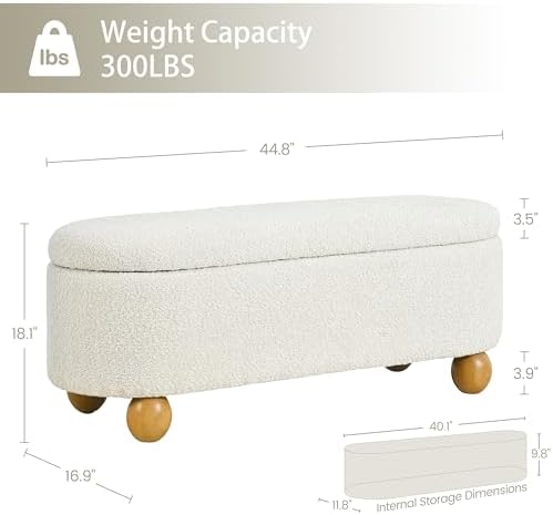 vknow 44.8" storage ottoman bench end of bed shown in use