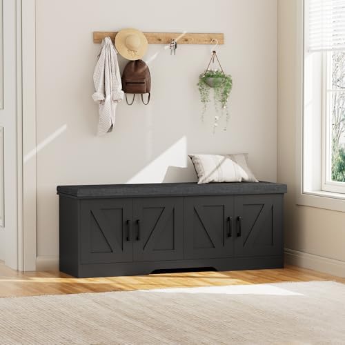 homsho farmhouse shoe storage bench with 4 barn showing dimensions