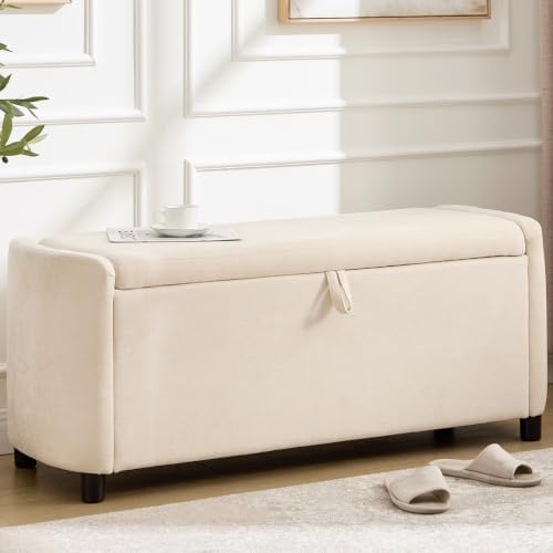 48" ottoman with storage, large storage ottoman bench, front angle view