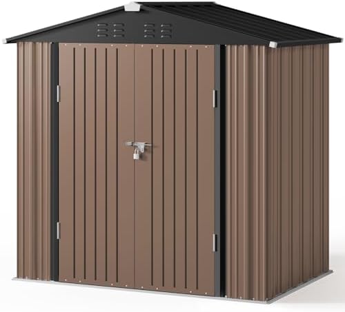 gizoon 6 x 4 ft outdoor storage shed, front angle view