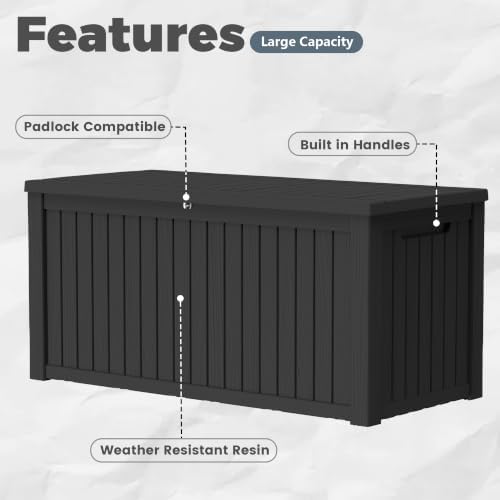 300 gallon resin deck box waterproof outdoor storage, side view