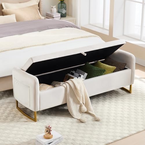 48" end of bed bench, modern storage bench on a desk or shelf