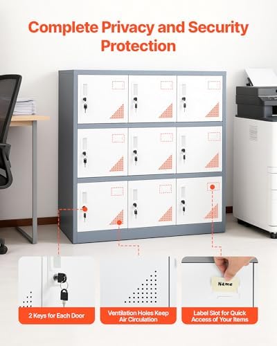 vevor 9 doors metal locker for employees, steel, package contents