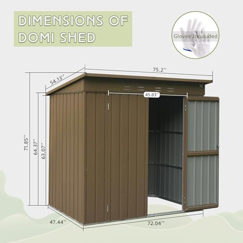 domi outdoor storage shed 6x4 ft, metal tool, package contents
