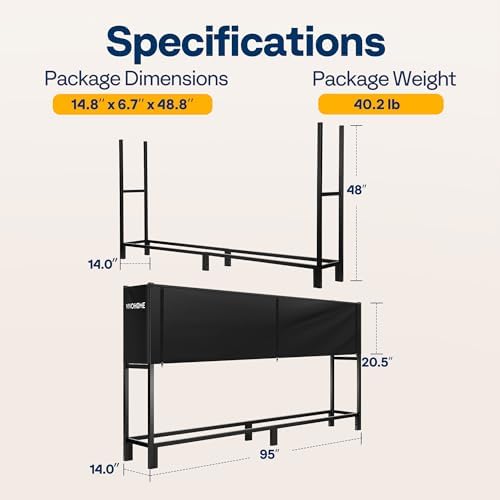 vivohome upgraded heavy duty 8 ft firewood rack, package contents