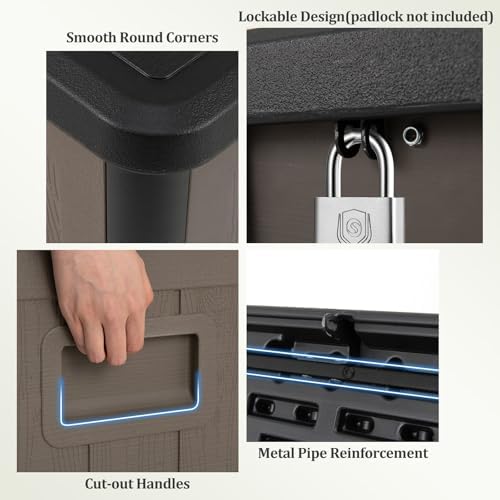 tangkula 100 gallon waterproof outdoor storage box on a desk or shelf