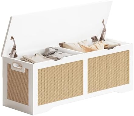 likimio 47.2-inch rattan storage bench with safety hinges, view 9