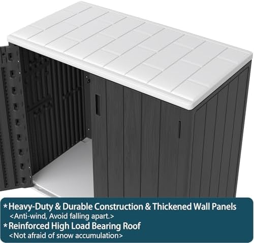 homspark outdoor storage shed 37 cu.ft, all-weather resistant showing dimensions